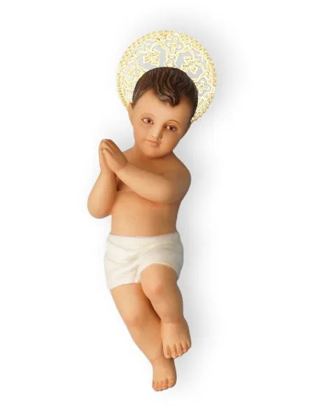 Menino Jesus do Papa 16 cm com manjedoura, almofada e manto