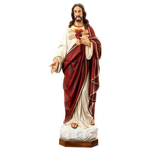 Sagrado Coração de Jesus 60 cm fibra de vidro pintada