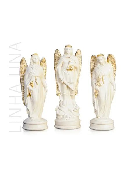 Trio Arcanjos 20 cm (branco/dourado)